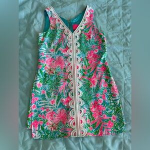Lilly Pulitzer Pink and Green Floral Dress/skort with Lace Detail